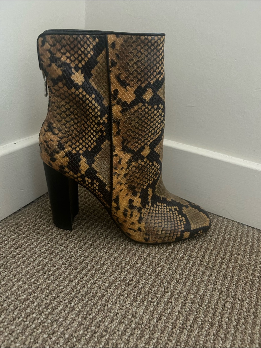 Aqua Snake-Print Ankle Boot